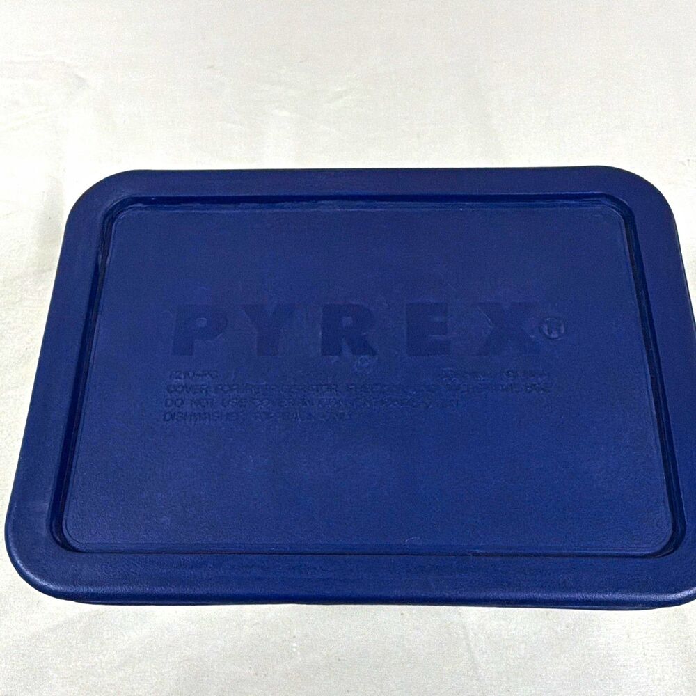 Pyrex Glass Rectangular Casserole Dish Clear w/ Blue Lid 9x6 7210 7301